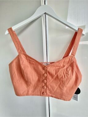 NWT AMUSE SOCIETY Soft Orange Boho Cropped Tank Top Bustier Size Large